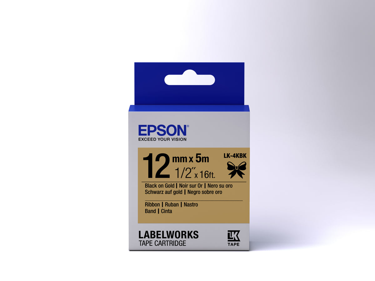 EPSON Ruban LK-4KBK - Satin - Noir sur Or 12/5