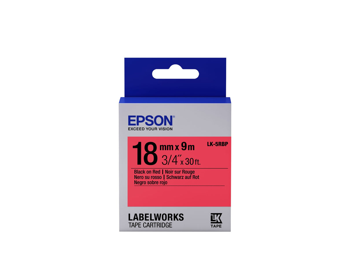 EPSON LK-5RBP Cartouche d étiquettes Couleur Pastel Noir/rouge 18mm/9m