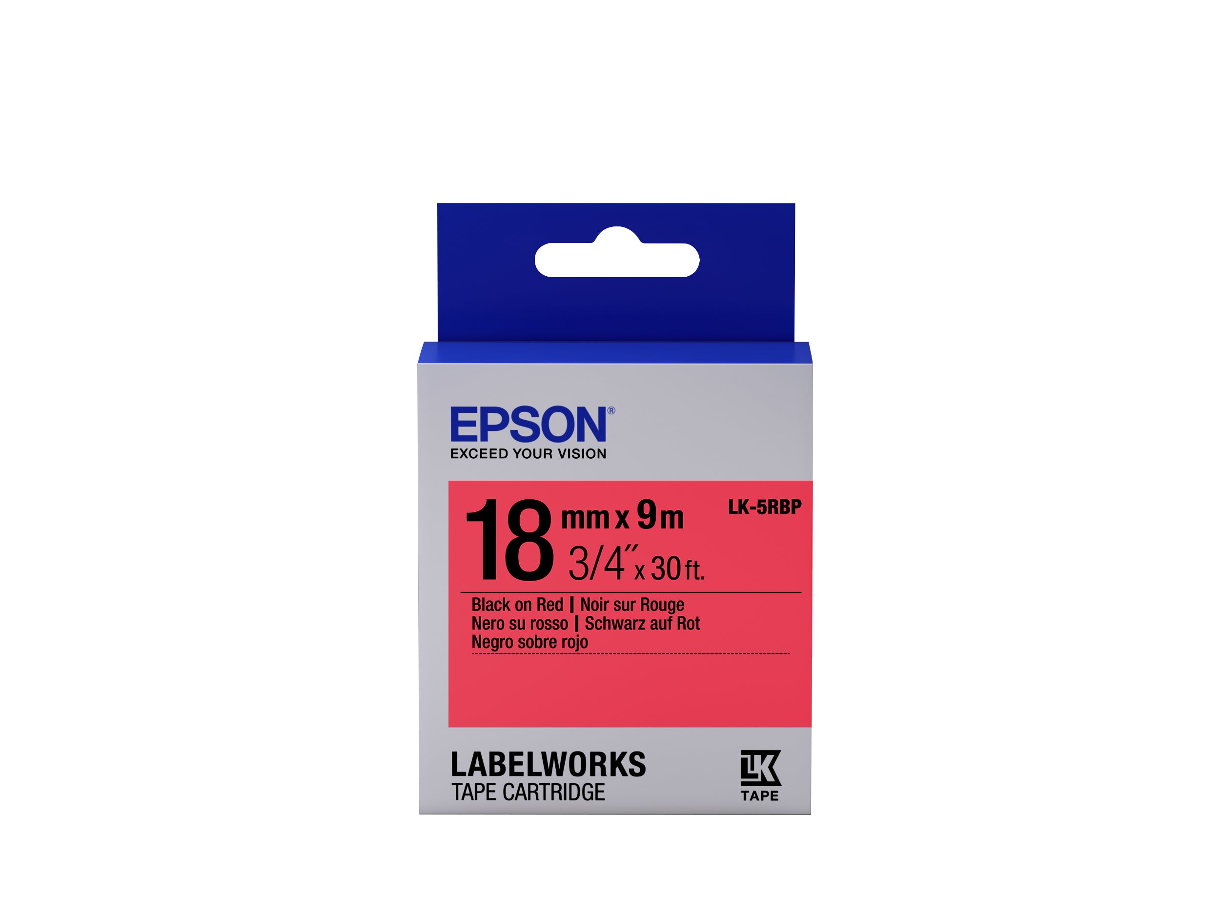 EPSON LK-5RBP Cartouche d étiquettes Couleur Pastel Noir/rouge 18mm/9m