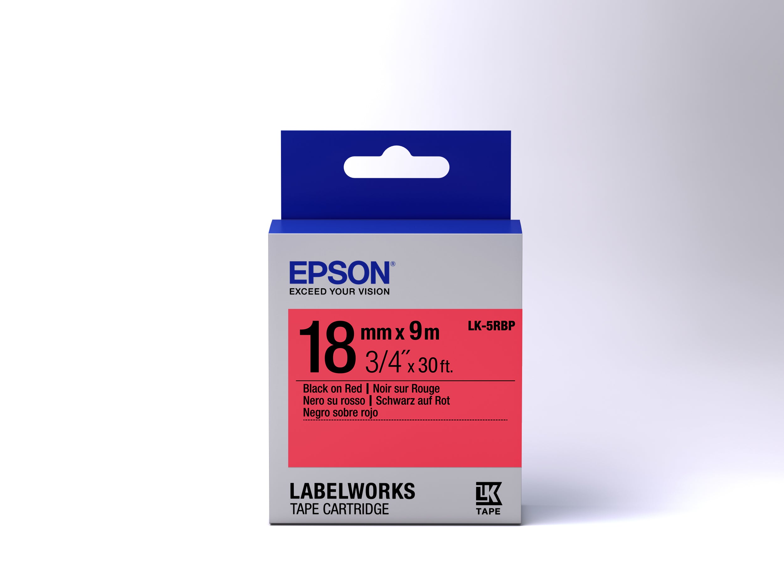 EPSON LK-5RBP Cartouche d étiquettes Couleur Pastel Noir/rouge 18mm/9m