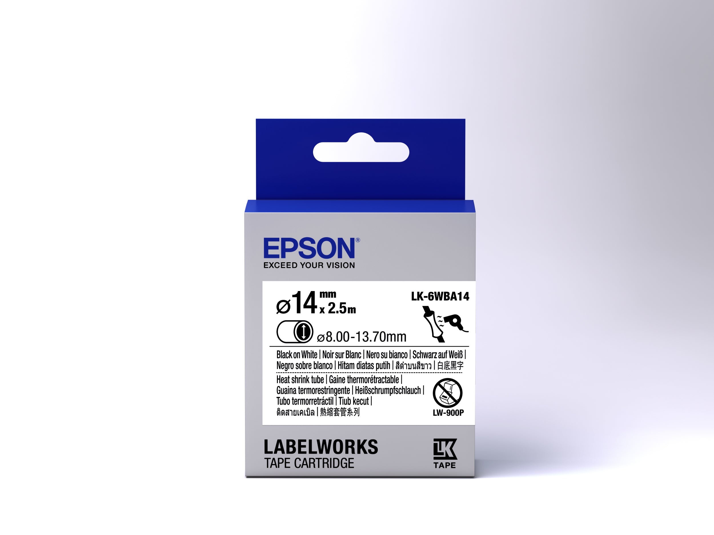 EPSON Ruban LK-6WBA14 - Gaine thermorétractable HST Noir/Blanc d14/2,5