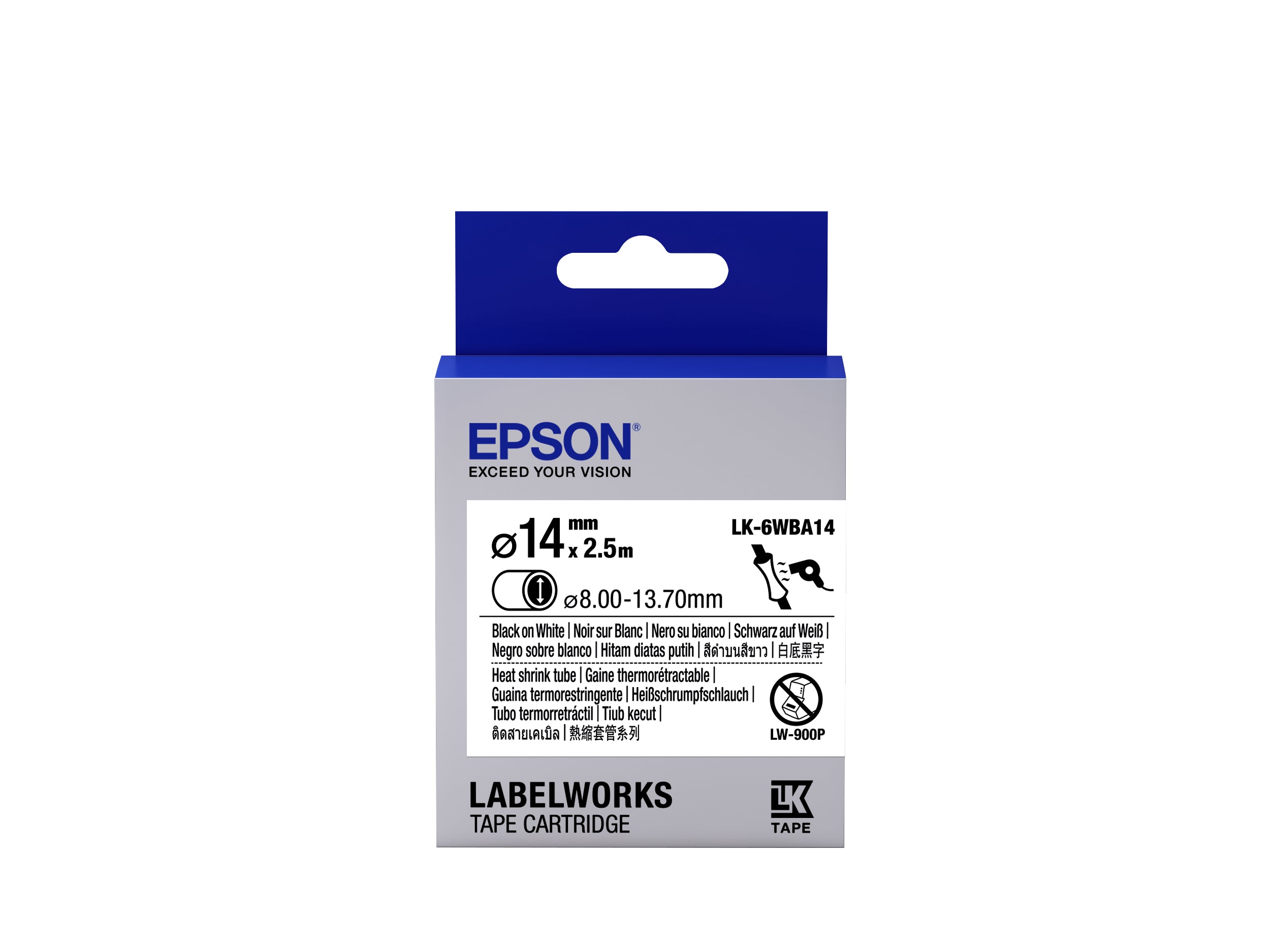 EPSON Ruban LK-6WBA14 - Gaine thermorétractable HST Noir/Blanc d14/2,5