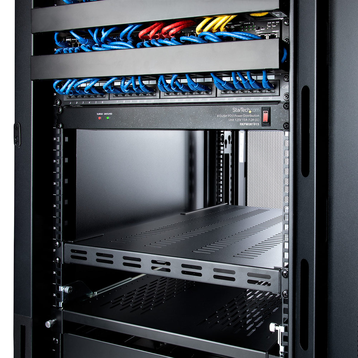 1U Adjustable Vented Rack Mount Shelf