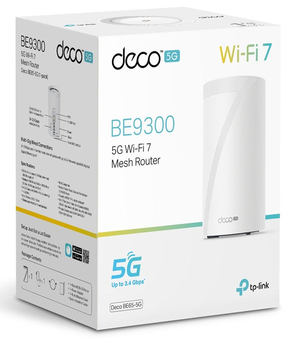 TP-Link DECO BE65-5G(1-PACK) systeme Wi-Fi maillé Tri-bande (2,4 GHz / 5 GHz / 6 GHz) Wi-Fi 7 (802.11be) Blanc 3 Externe