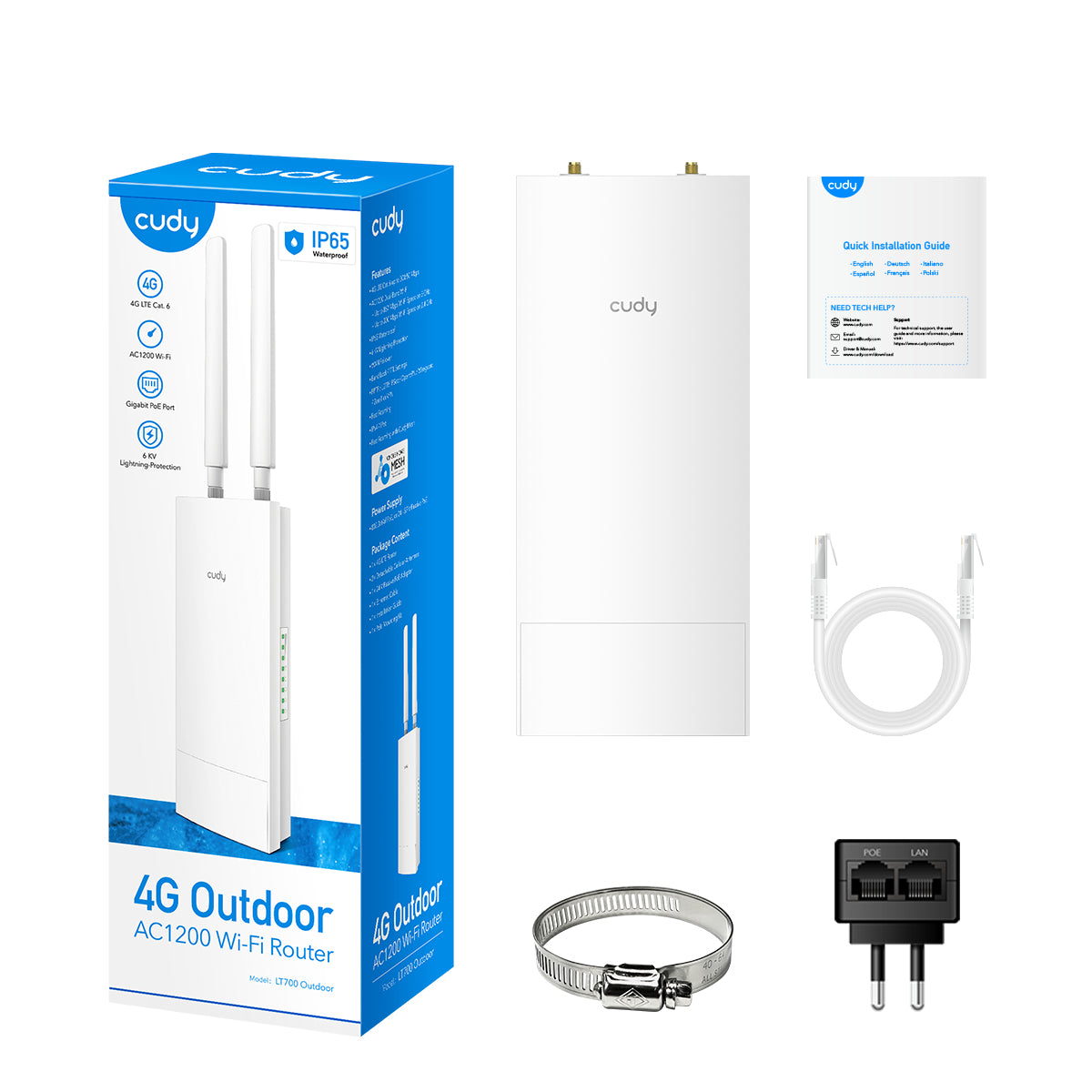 Cudy LT700 routeur sans fil Gigabit Ethernet Bi-bande (2,4 GHz / 5 GHz) 4G Blanc