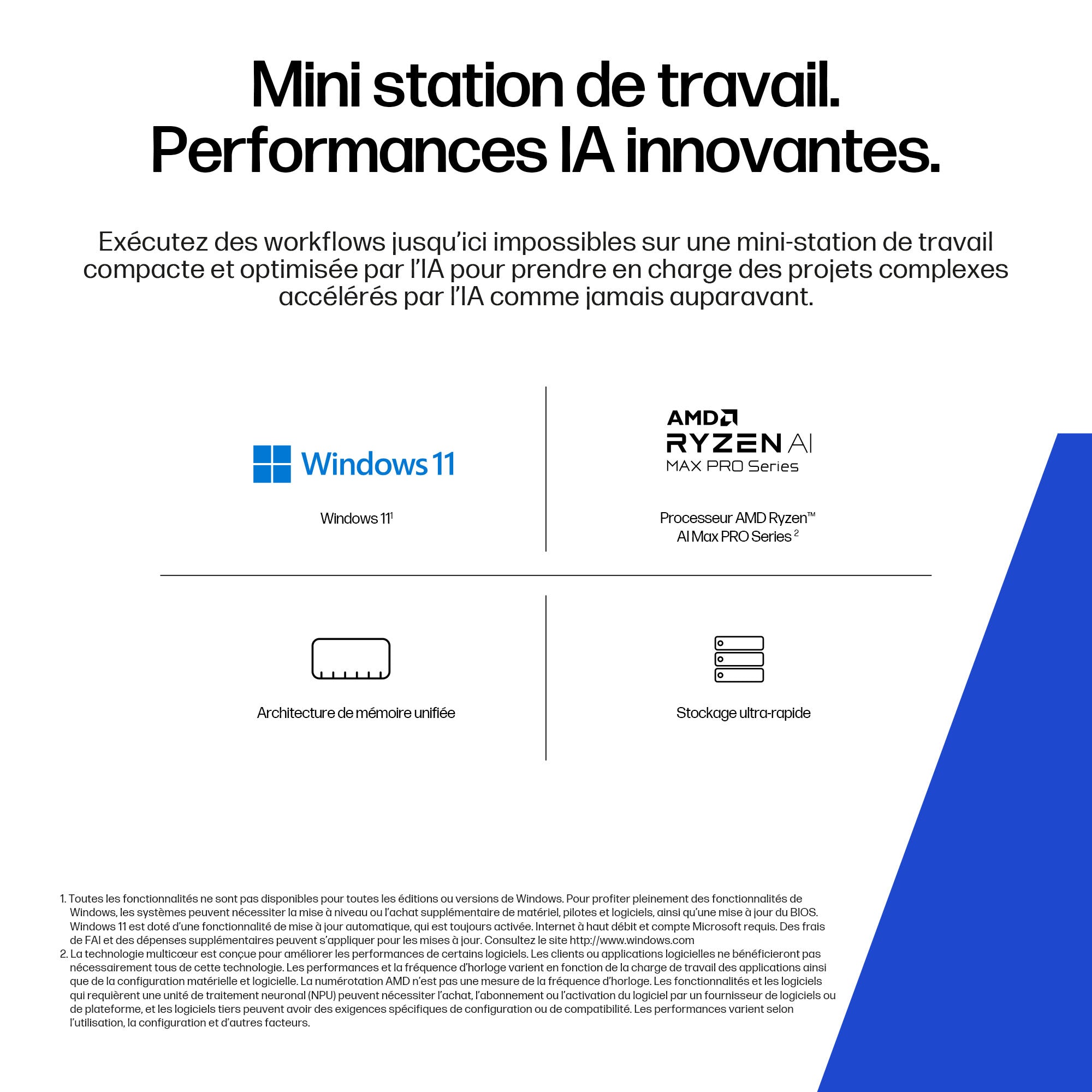 HP Z2 Mini G1a AMD Ryzen AI Max+ PRO 395 128Go 2To SSD Zturbo AMD Radeon 8060S W11P 3/3/3