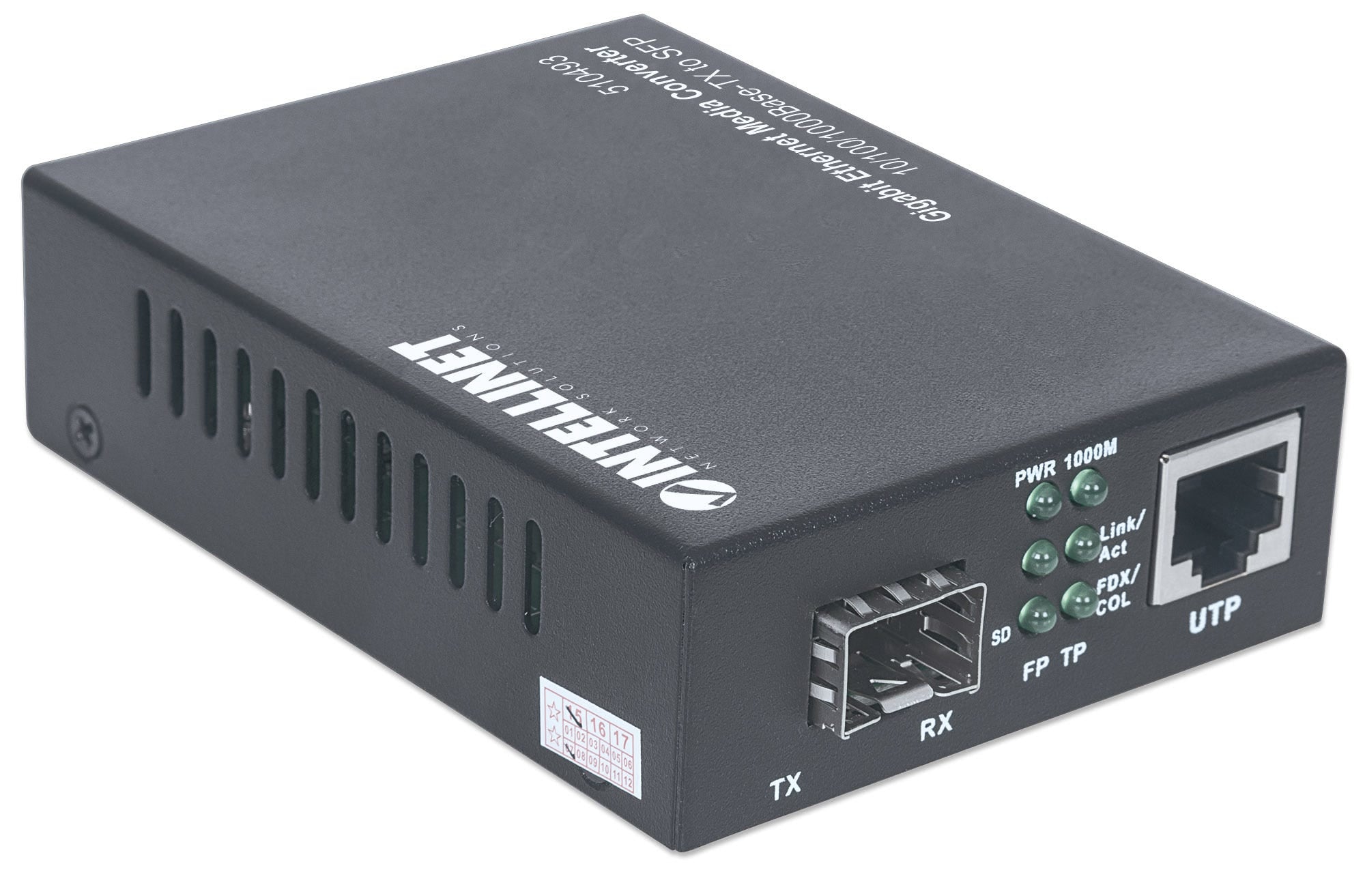 Intellinet 510493 convertisseur de support réseau 1000 Mbit/s Noir