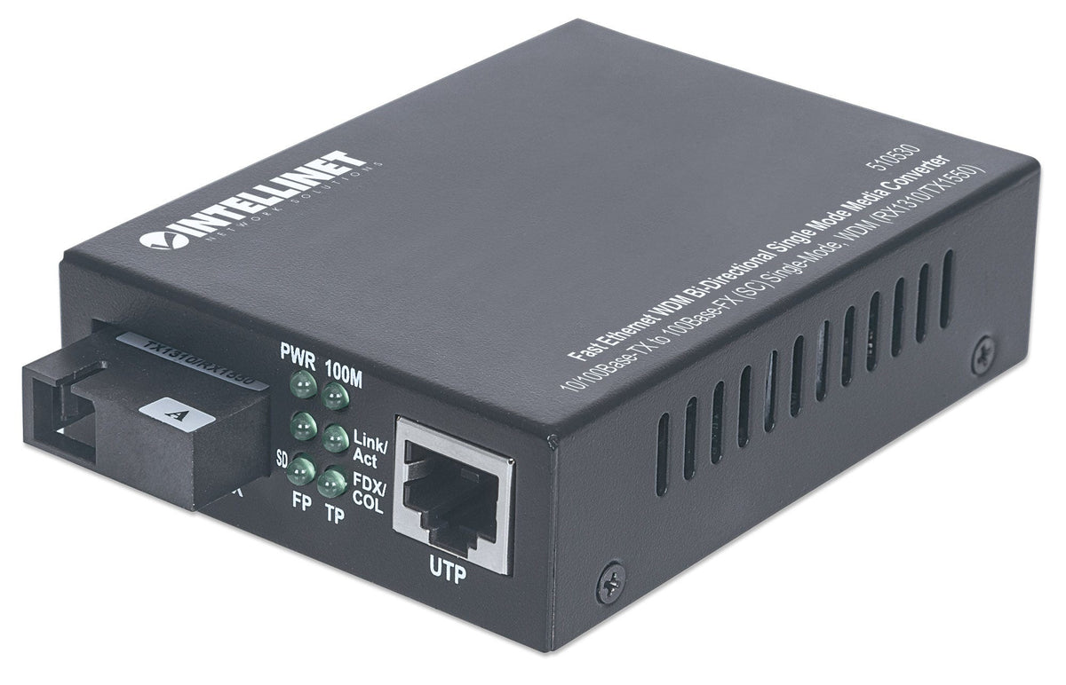 Intellinet 510530 convertisseur de support réseau 100 Mbit/s Monomode Noir