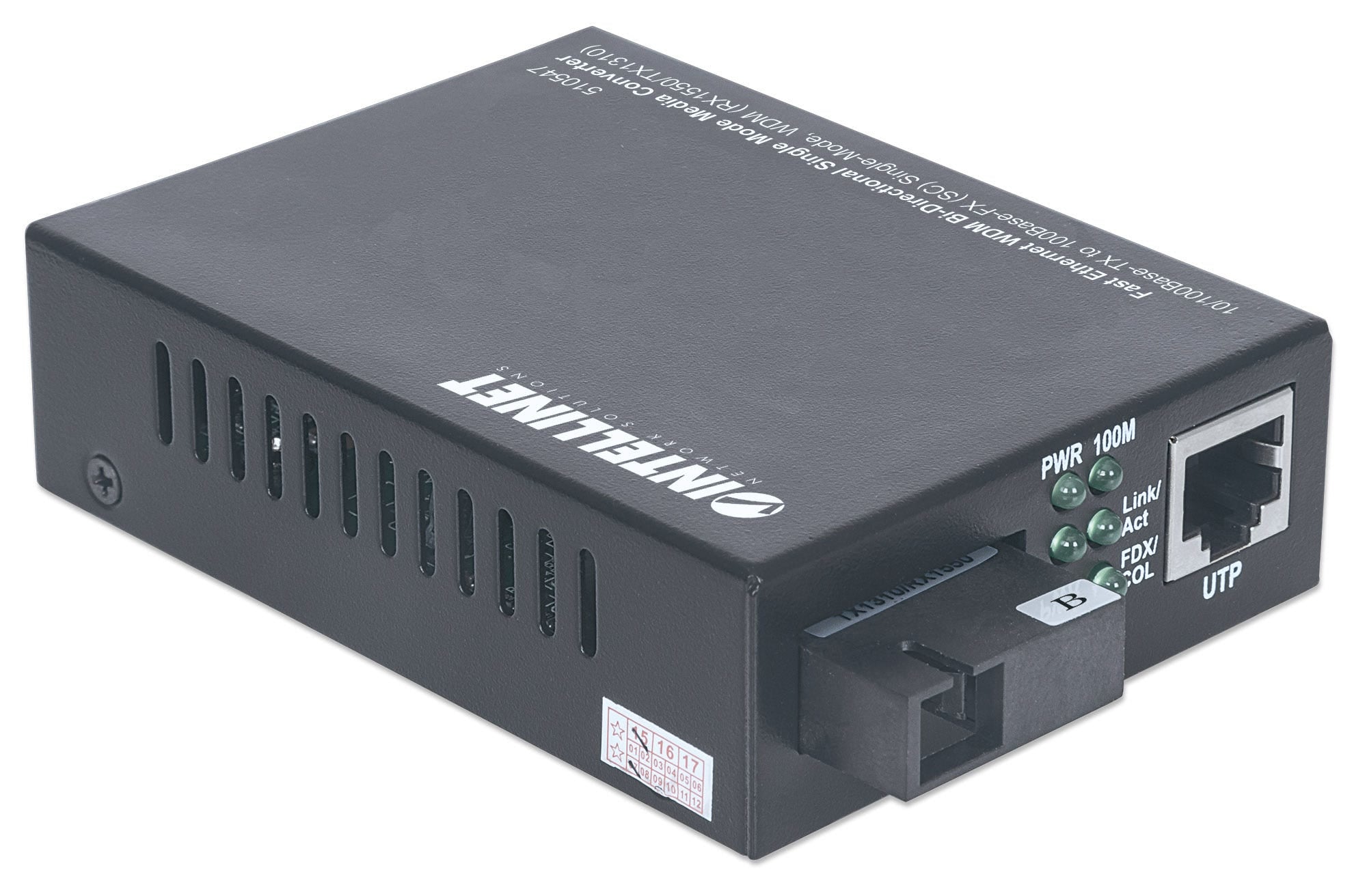 Intellinet 510547 convertisseur de support réseau 100 Mbit/s Monomode Noir