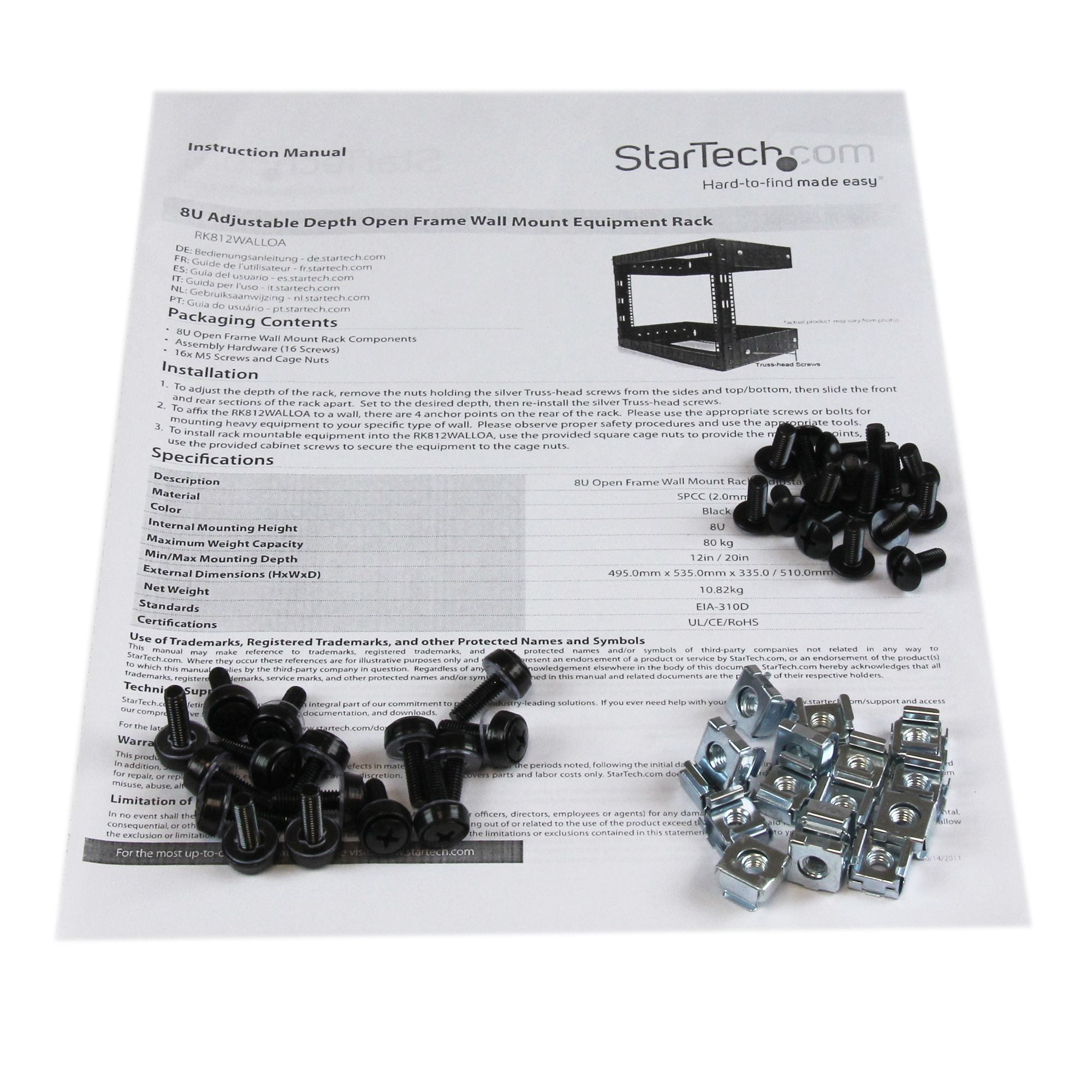 Rack 8U for wall mount