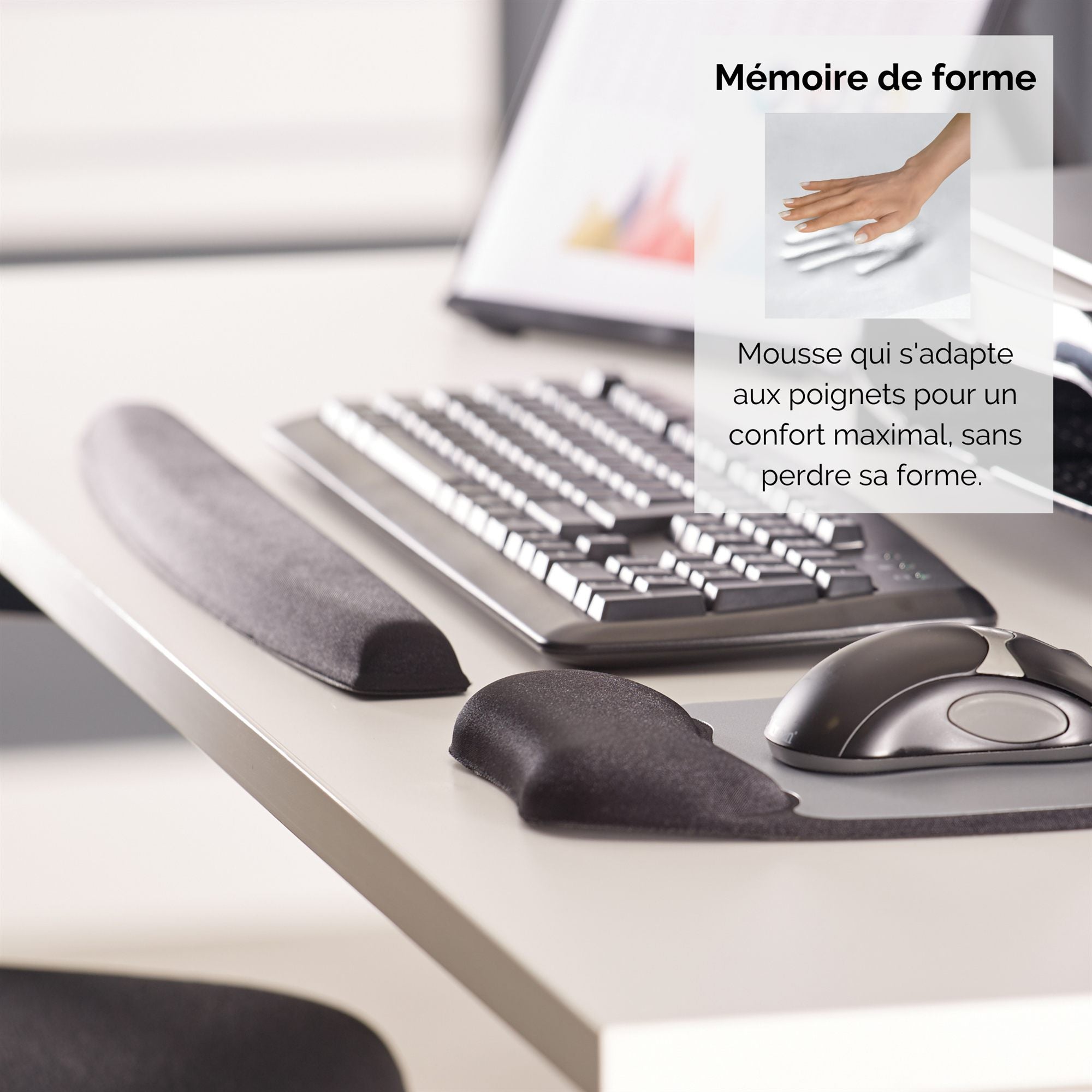 FELLOWES memory foam wrist rest - black