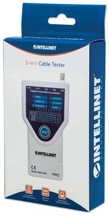 Intellinet 5-in-1 Testeur de câble UTP/STP Gris