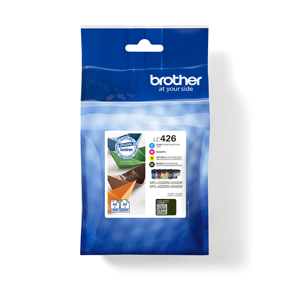 BROTHER LC426VAL Ink Cartridge Black Cyan Magenta Yellow Multipack for MFC-J4340DW MFC-J4540DW MFC-J4540DWXL 1500pages in color