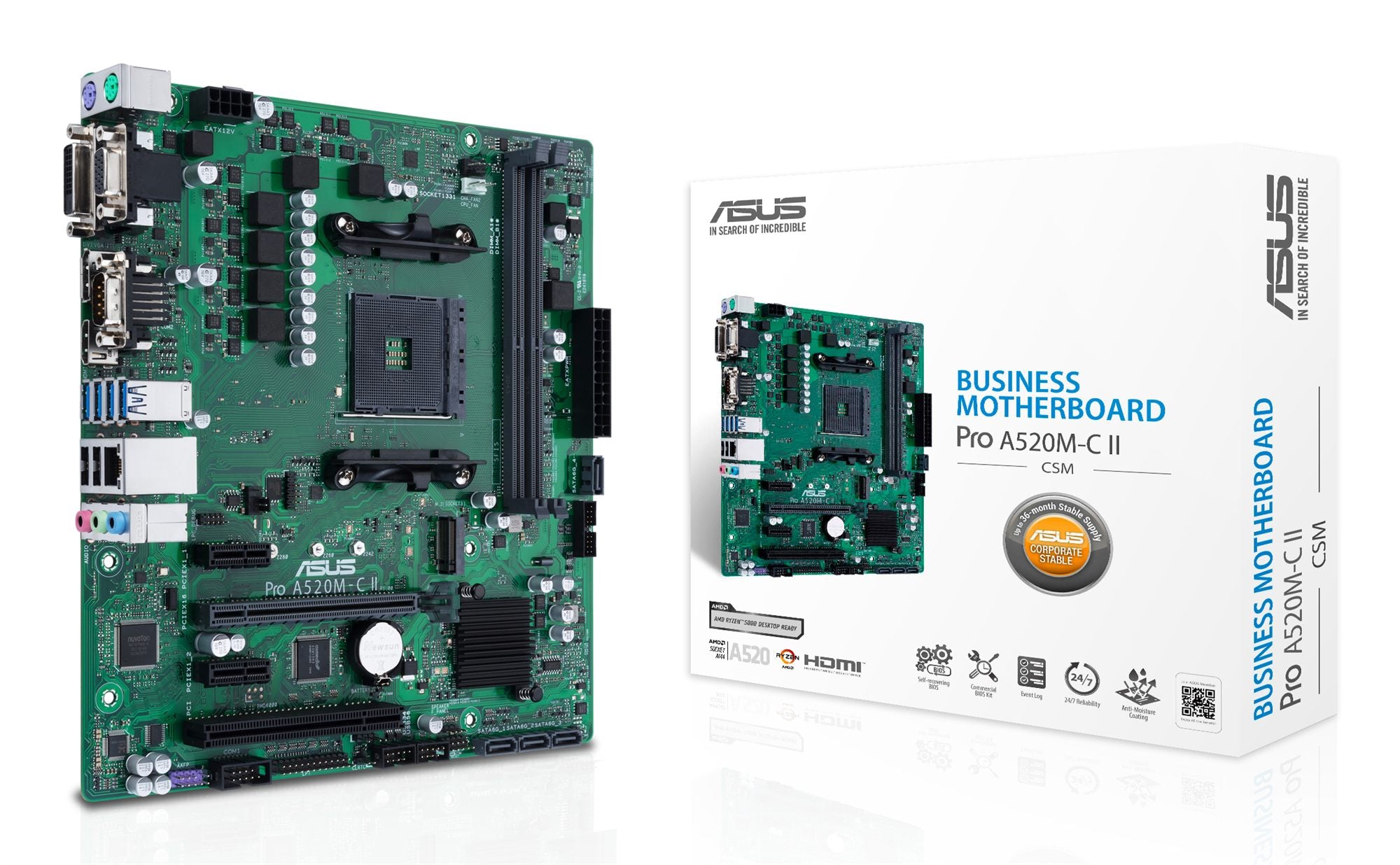 ASUS PRO A520M-C II/CSM AM4 2xDDR4 4xSATA 1xM.2 1xDsub 1xDVI 1xHDMI 1xDP MB