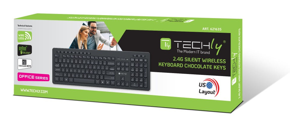 Clavier sans fil Techly ICTWC006-US RF 2.4GHz USB Chocolat