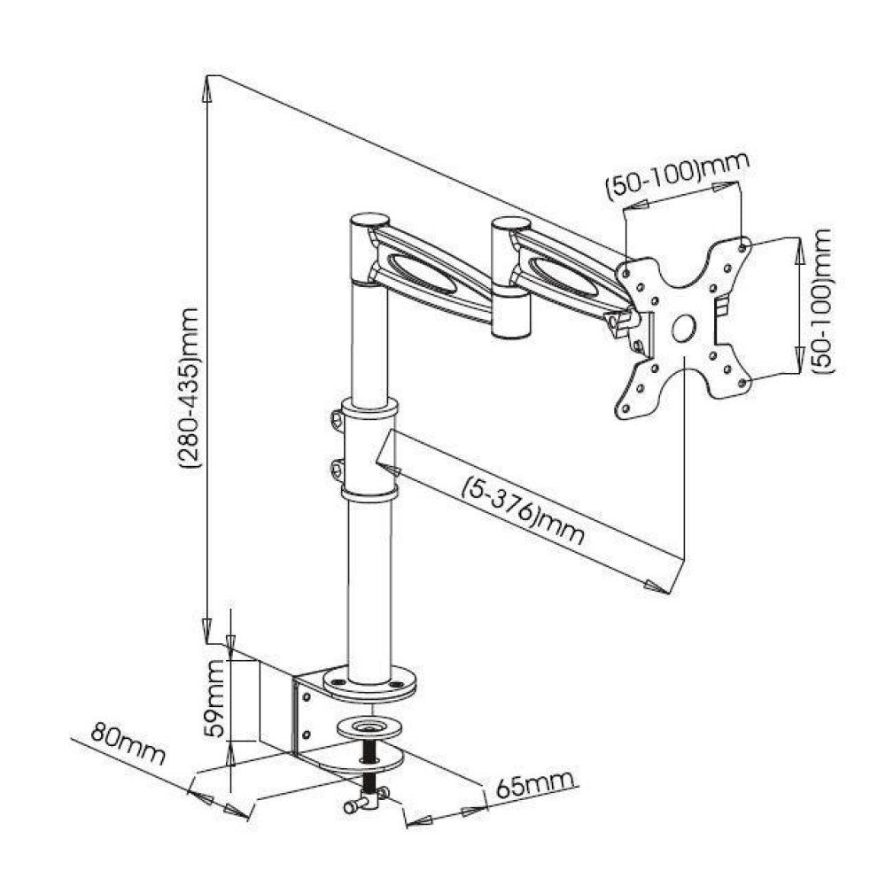 "Support de bureau rotatif Techly ICA-LCD 502BK pour moniteurs LCD de 13 a 27"" jusqu'a 6 kg"