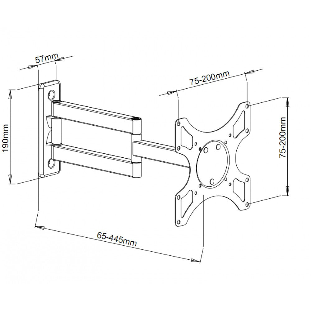 Techly ICA-LCD 2903WH Support mural pour TV 19-37" LED/LCD 25kg pivotant inclinable