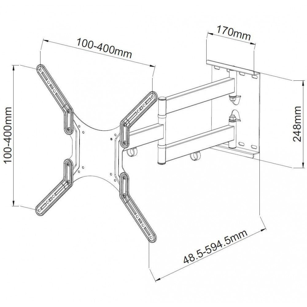 Techly ICA-PLB 136MW Support mural pour TV 23-55" LED/LCD 45kg pivotant inclinable