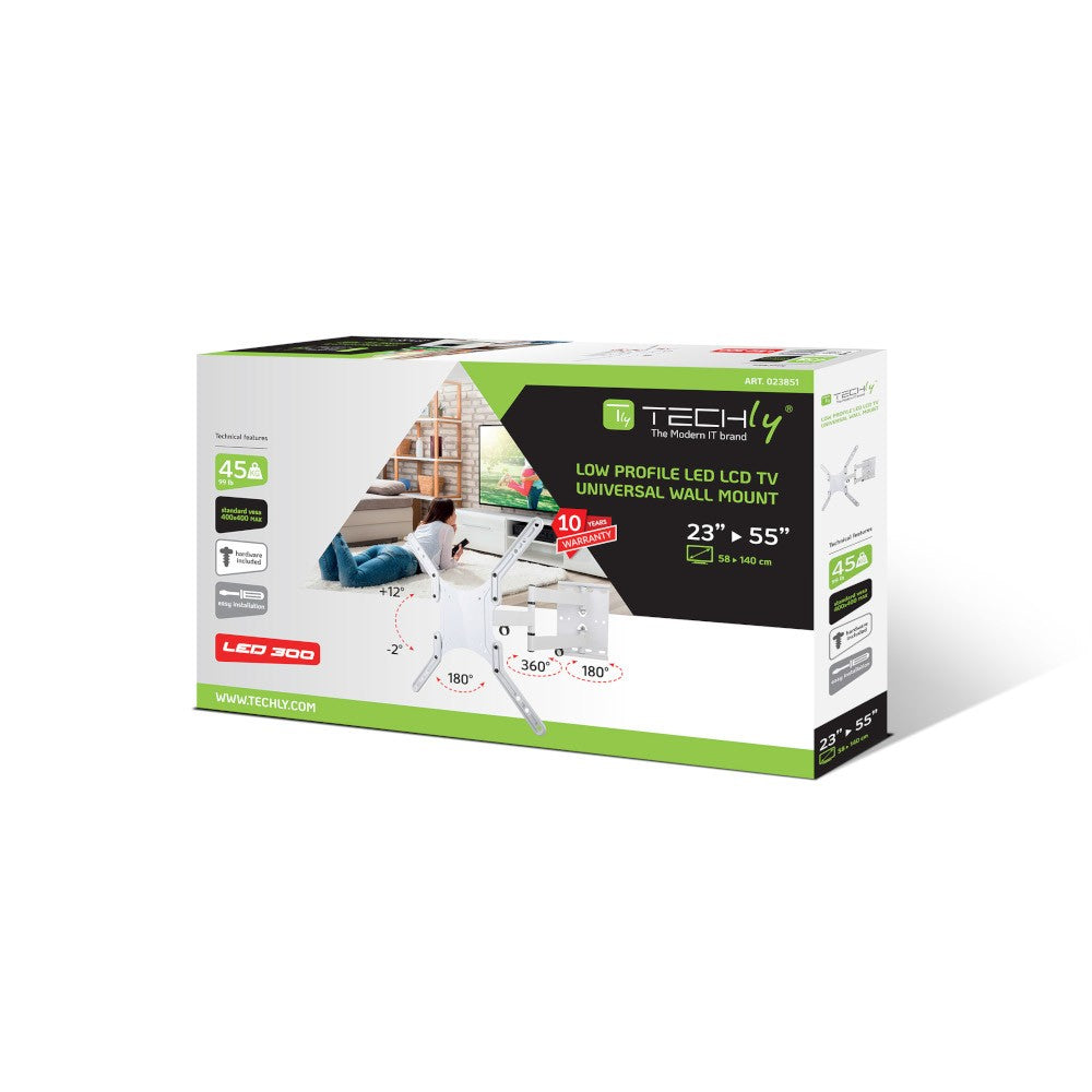 Techly ICA-PLB 136MW Support mural pour TV 23-55" LED/LCD 45kg pivotant inclinable