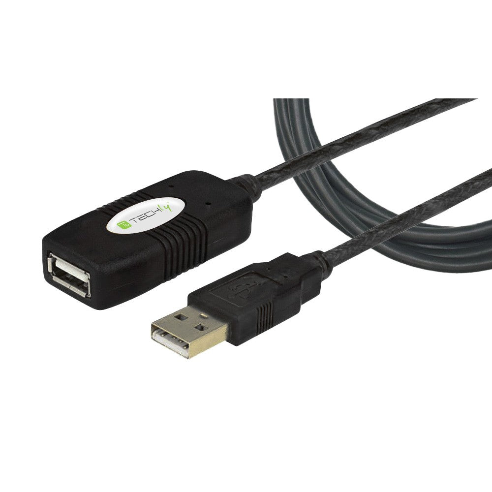 Techly IUSB-REP10TY Câble d'extension actif USB 2.0 USB-A mâle vers USB-A femelle 10m
