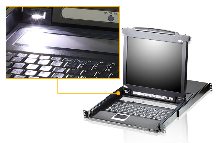 ATEN CL5708N CONSOLE LCD 19  KVM 8 PORTS VGA/USB-PS2