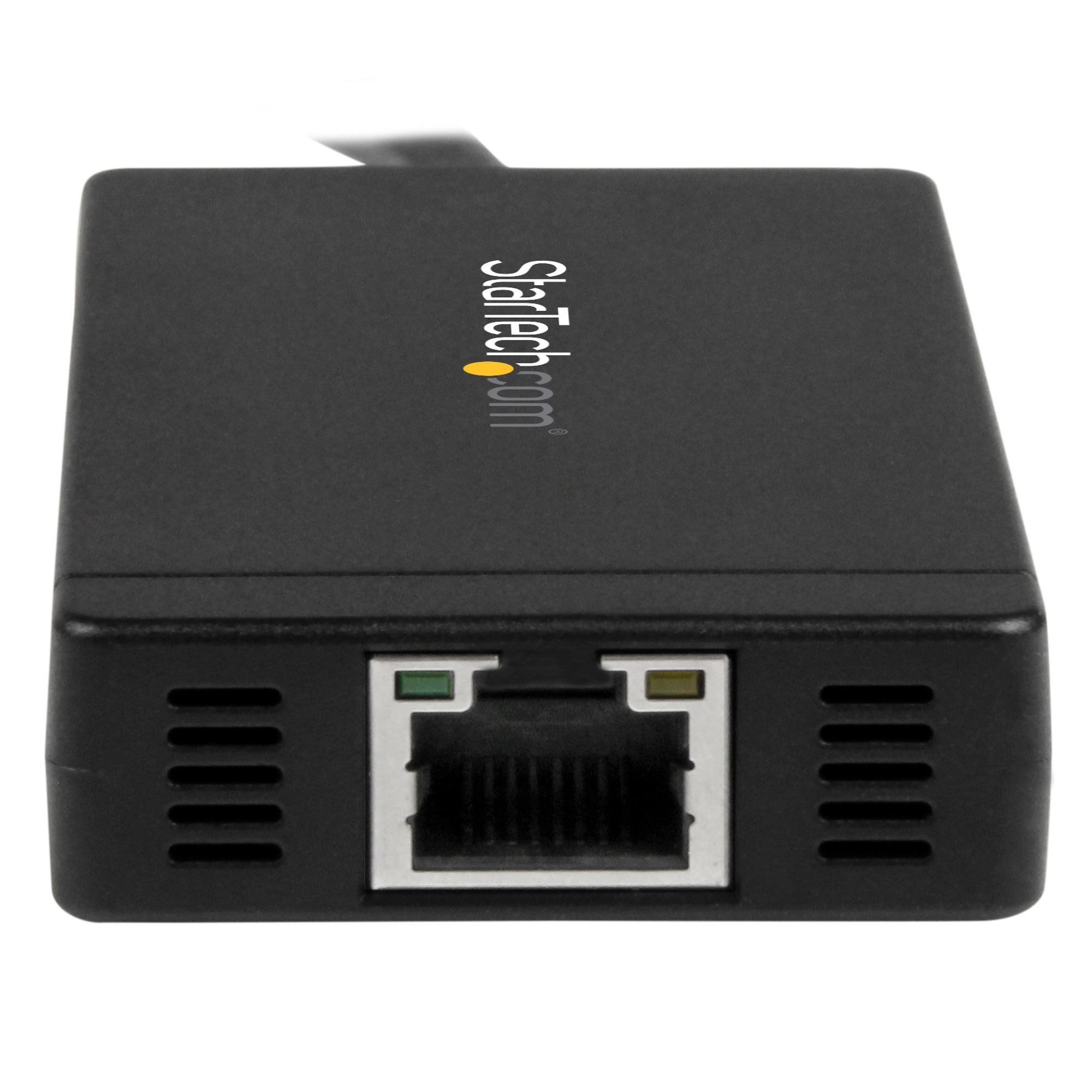 3Port USB C Hub GbE C to A - Power Adapt