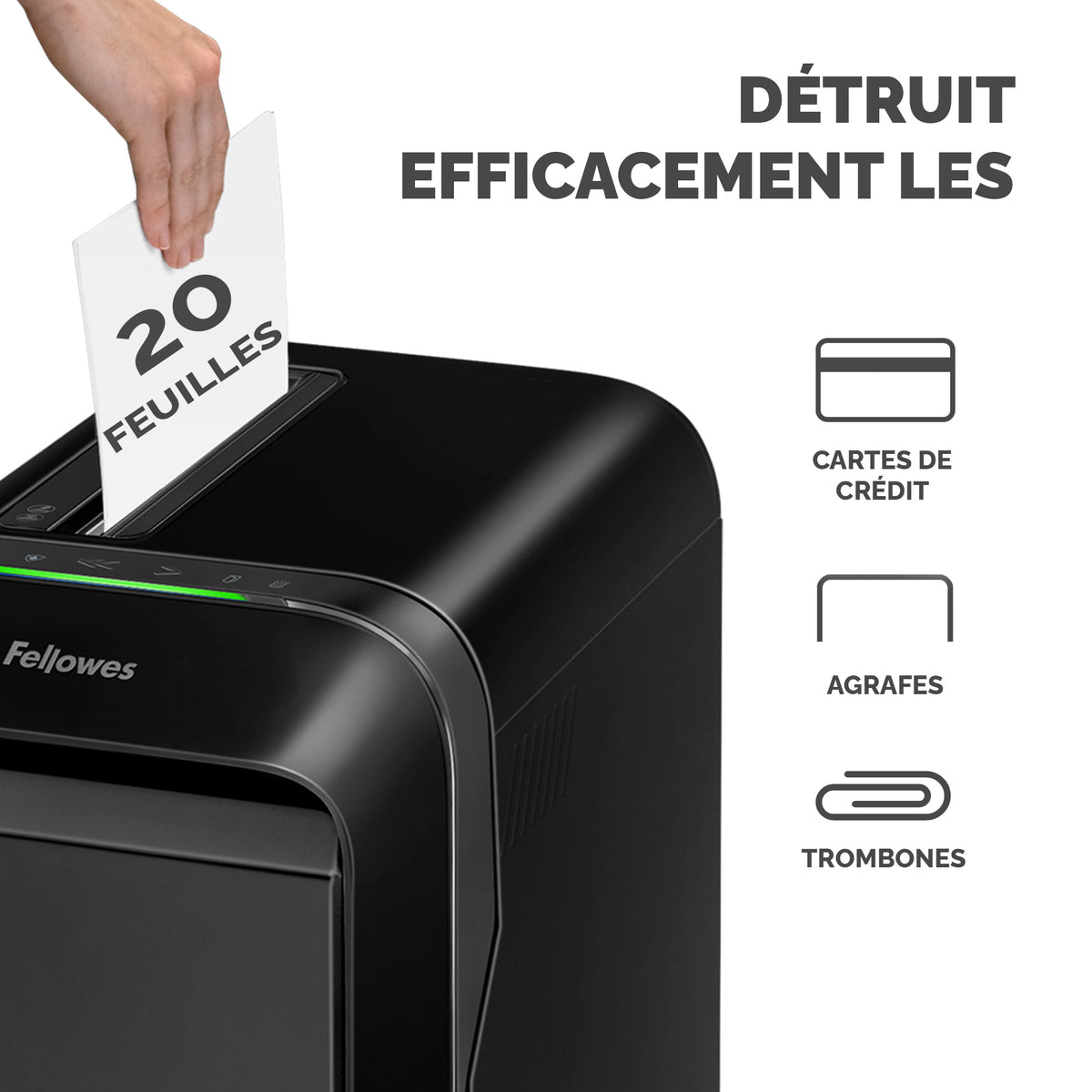 FELLOWES DESTRUCTEUR MICROSHRED LX221 NOIR COUPE MICROPARTICULES 230V EU/UK