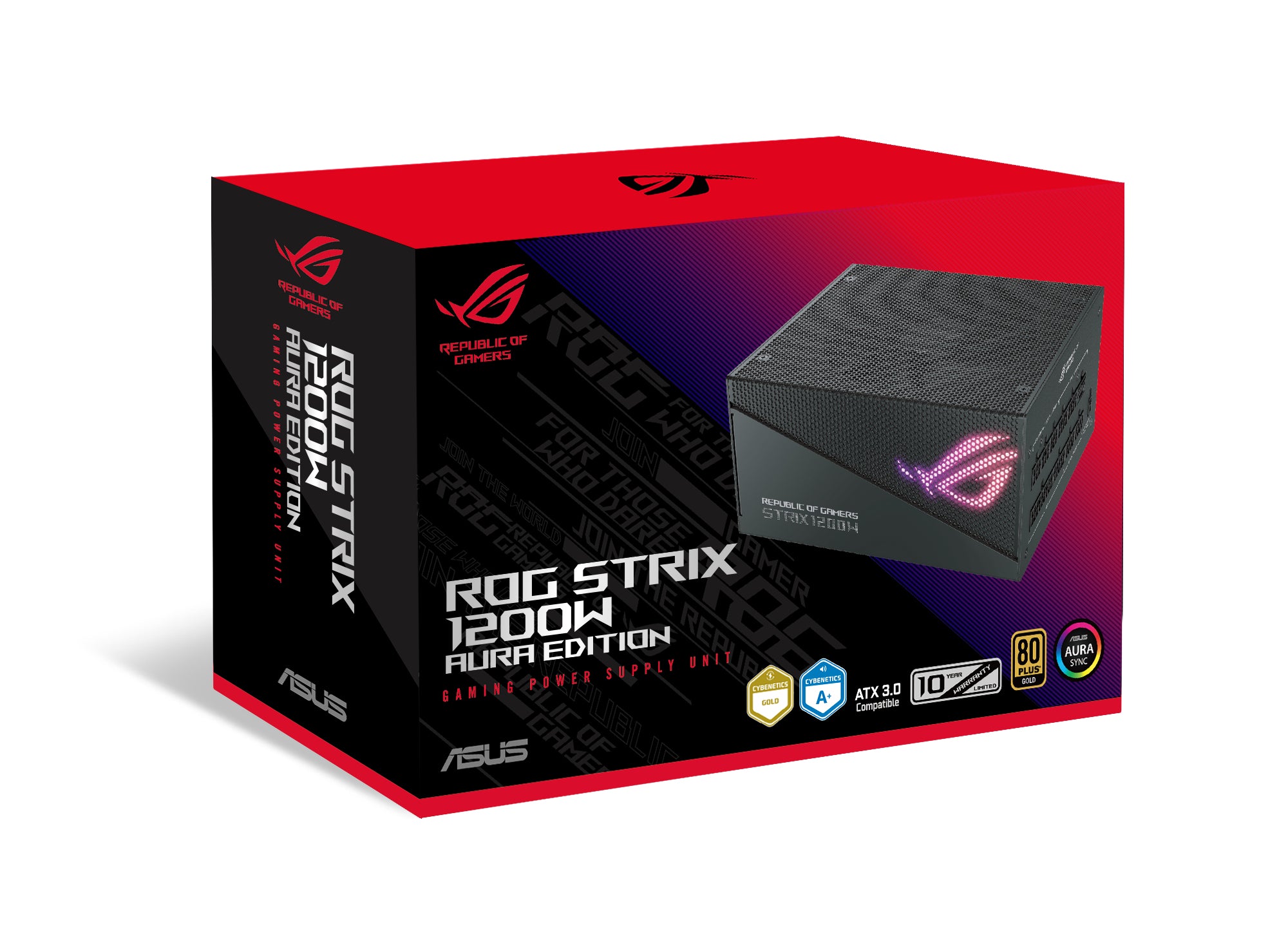 ASUS ROG Strix 1200W Gold Aura Edition Fully Modular Power Supply 80+ Gold Certified ATX 3.0 Cybenetics Lambda A+ Certification