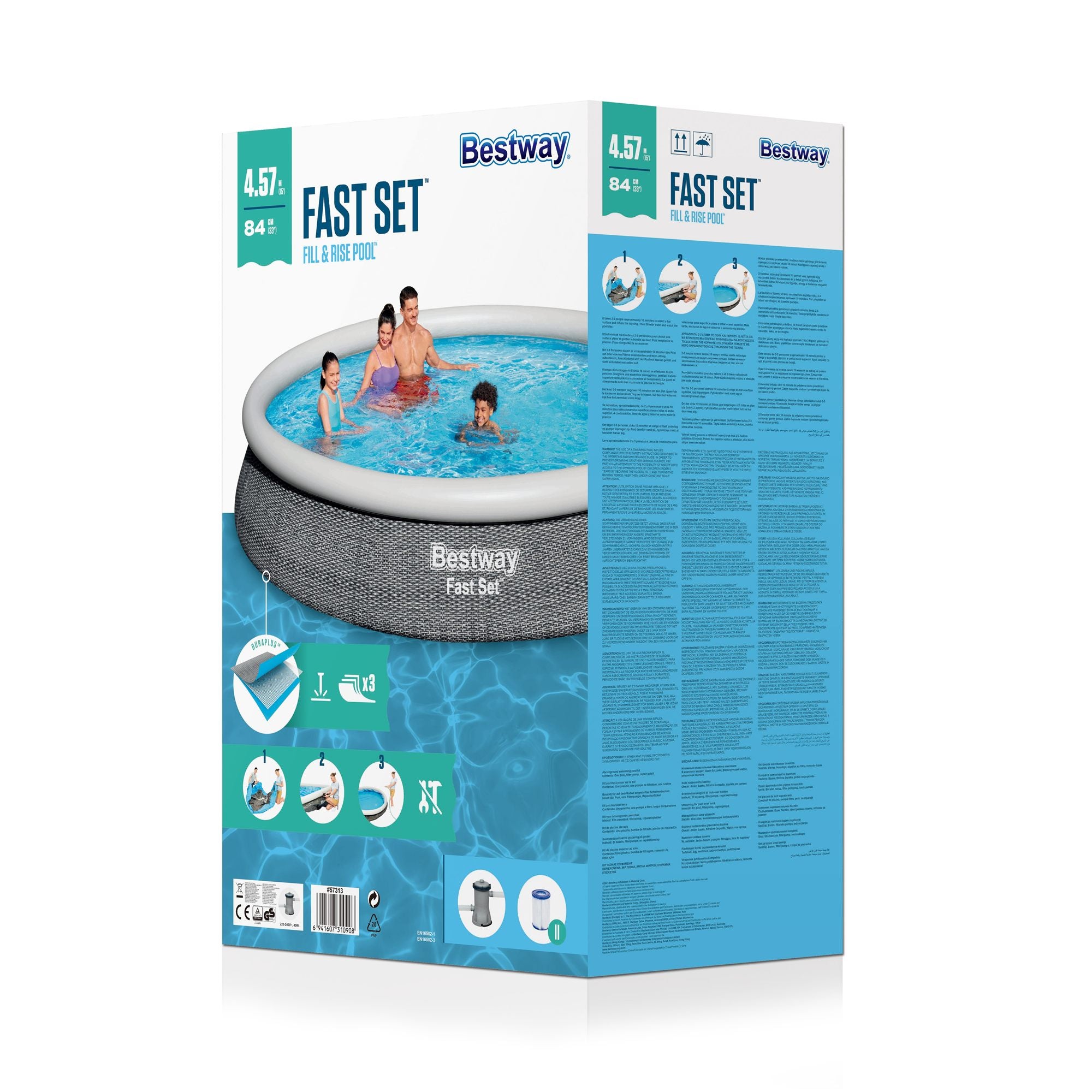 Bestway Fast Set 57313 piscine hors sol Rond 9677 L Gris