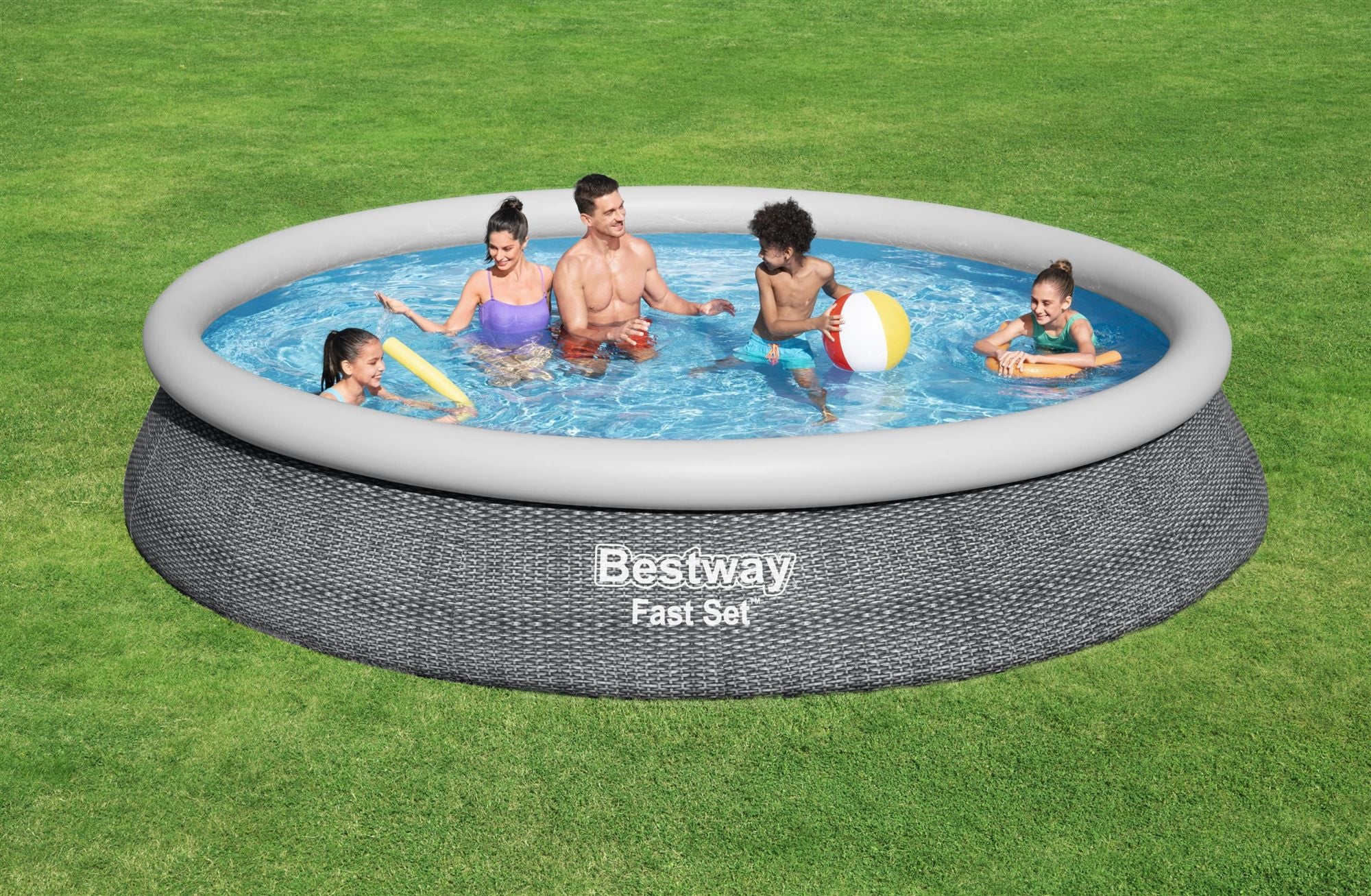 Bestway Fast Set 57313 piscine hors sol Rond 9677 L Gris