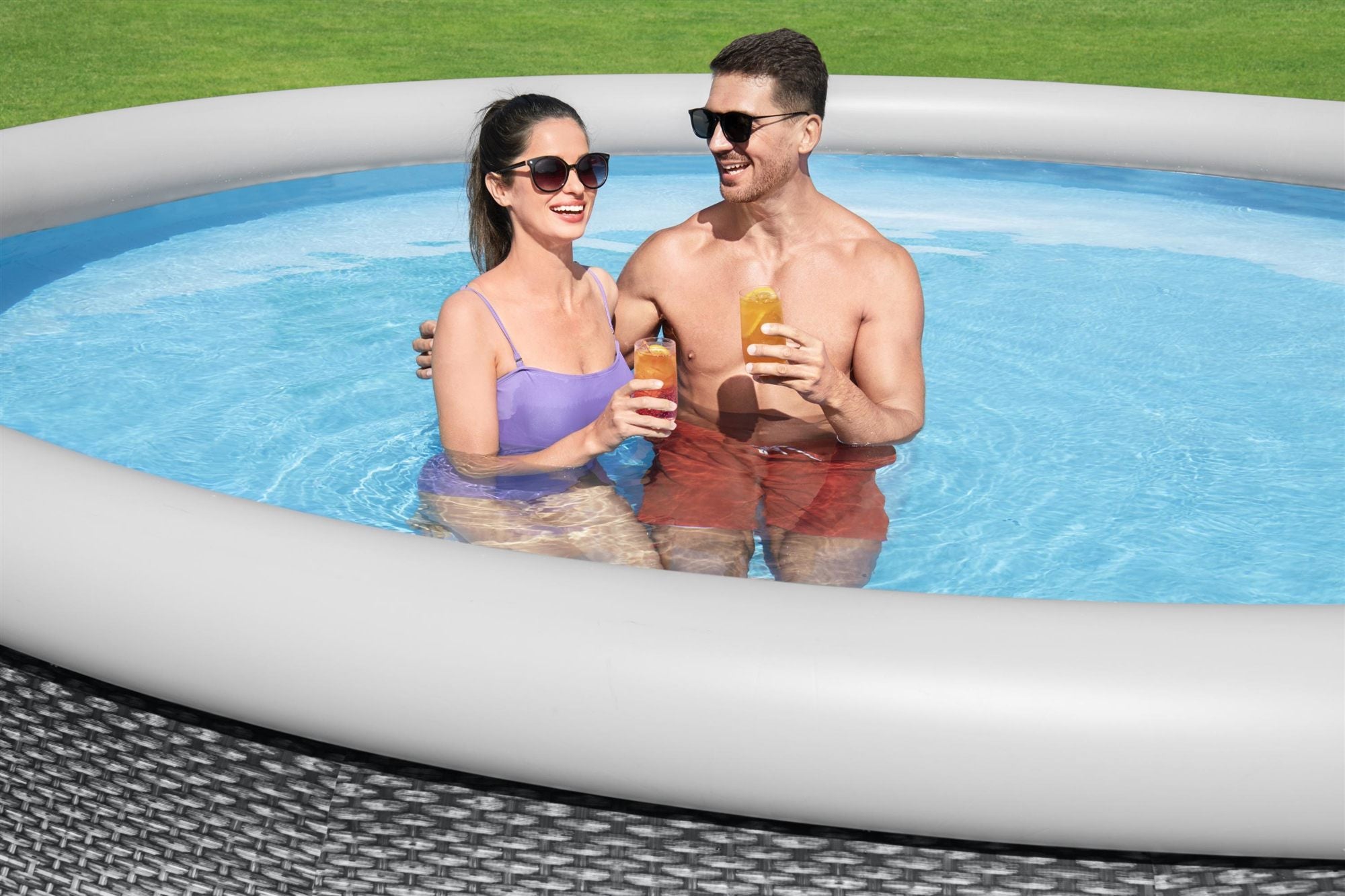 Bestway Fast Set 57313 piscine hors sol Rond 9677 L Gris