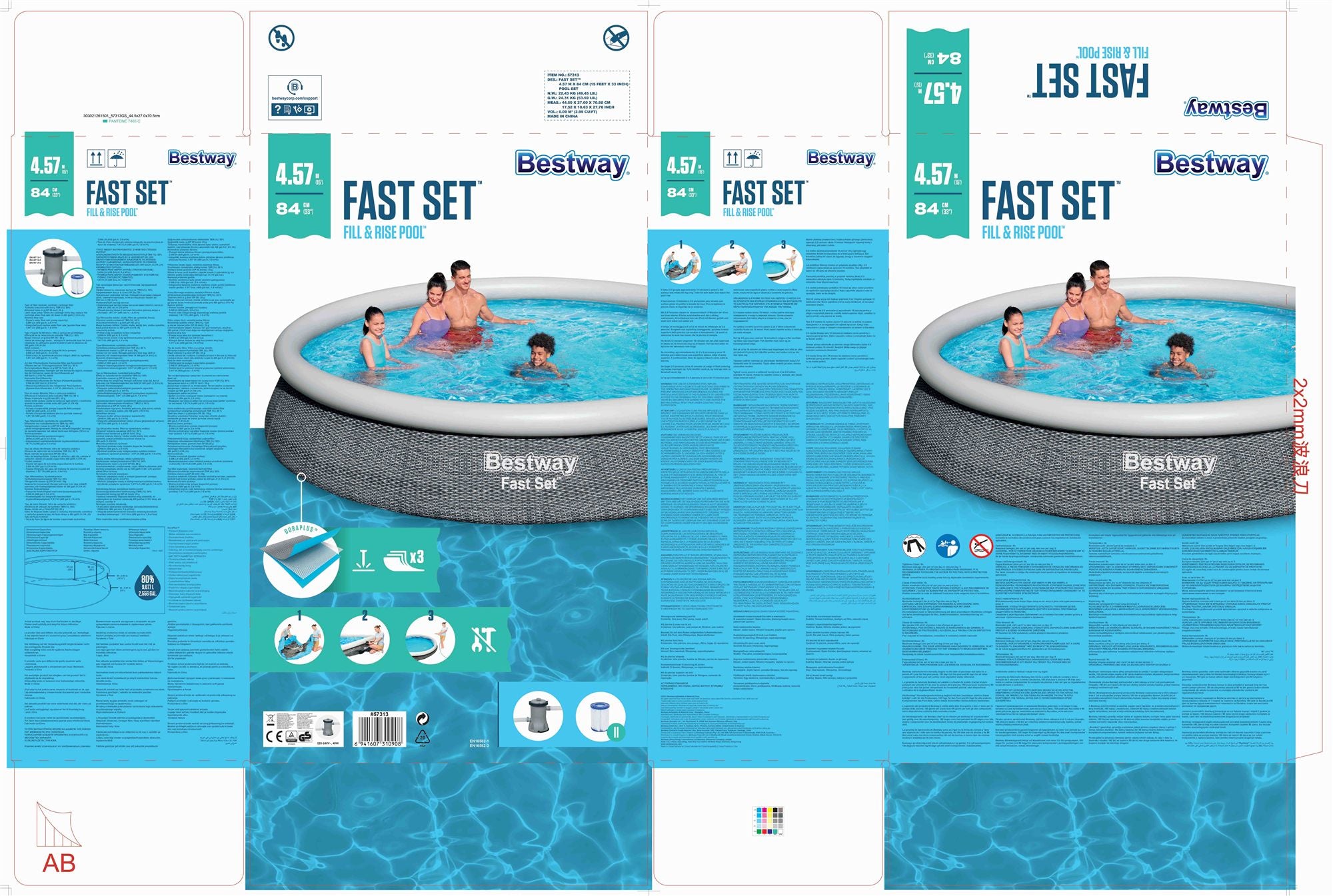 Bestway Fast Set 57313 piscine hors sol Rond 9677 L Gris