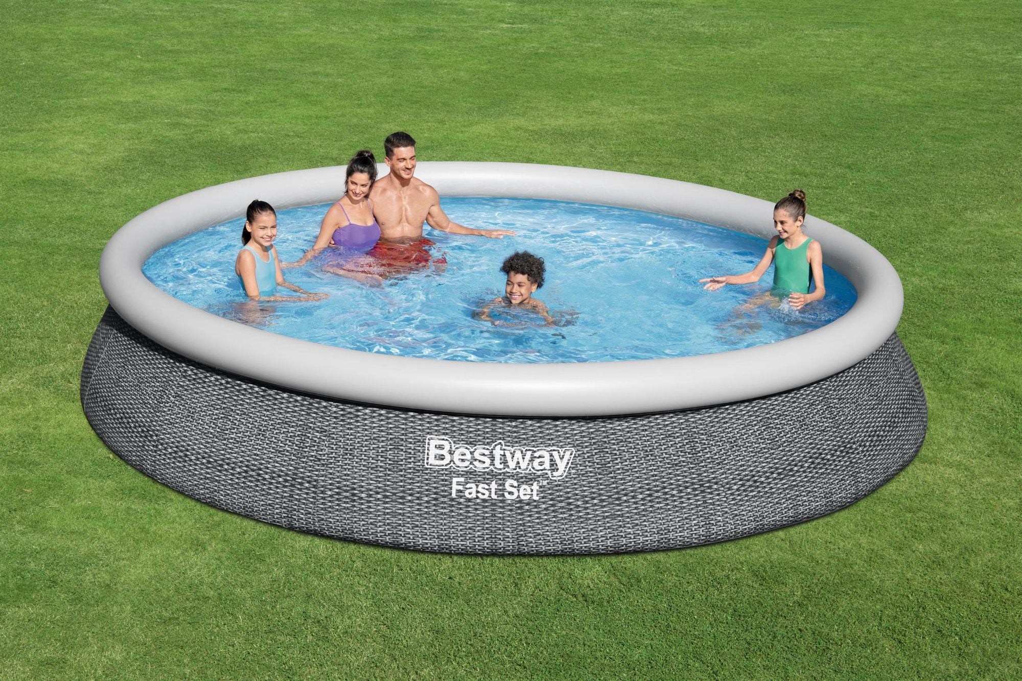 Bestway Fast Set 57313 piscine hors sol Rond 9677 L Gris