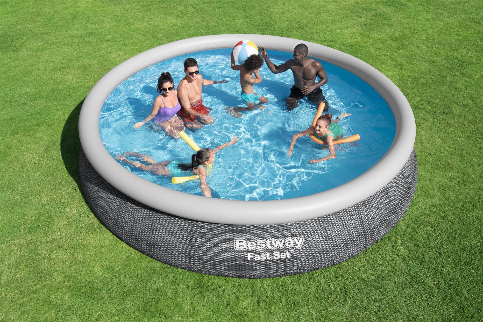 Bestway Fast Set 57313 piscine hors sol Rond 9677 L Gris