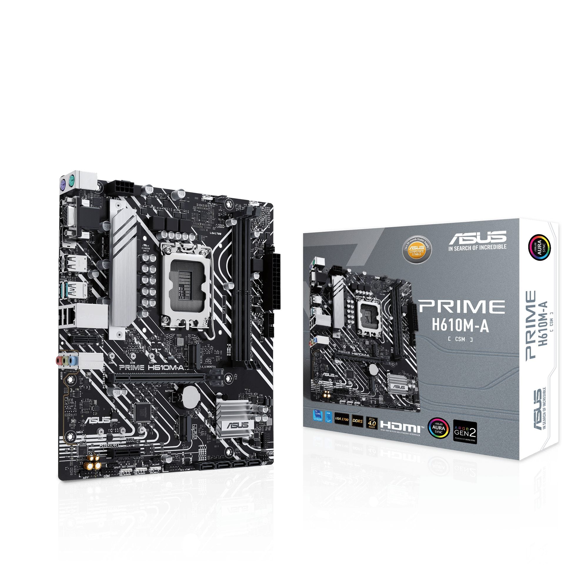 ASUS PRIME H610M-A-CSM LGA1700 2DDR5 microATX 4xSATA MB 1xHDMI 1xDP 1xD-Sub 2xM.2