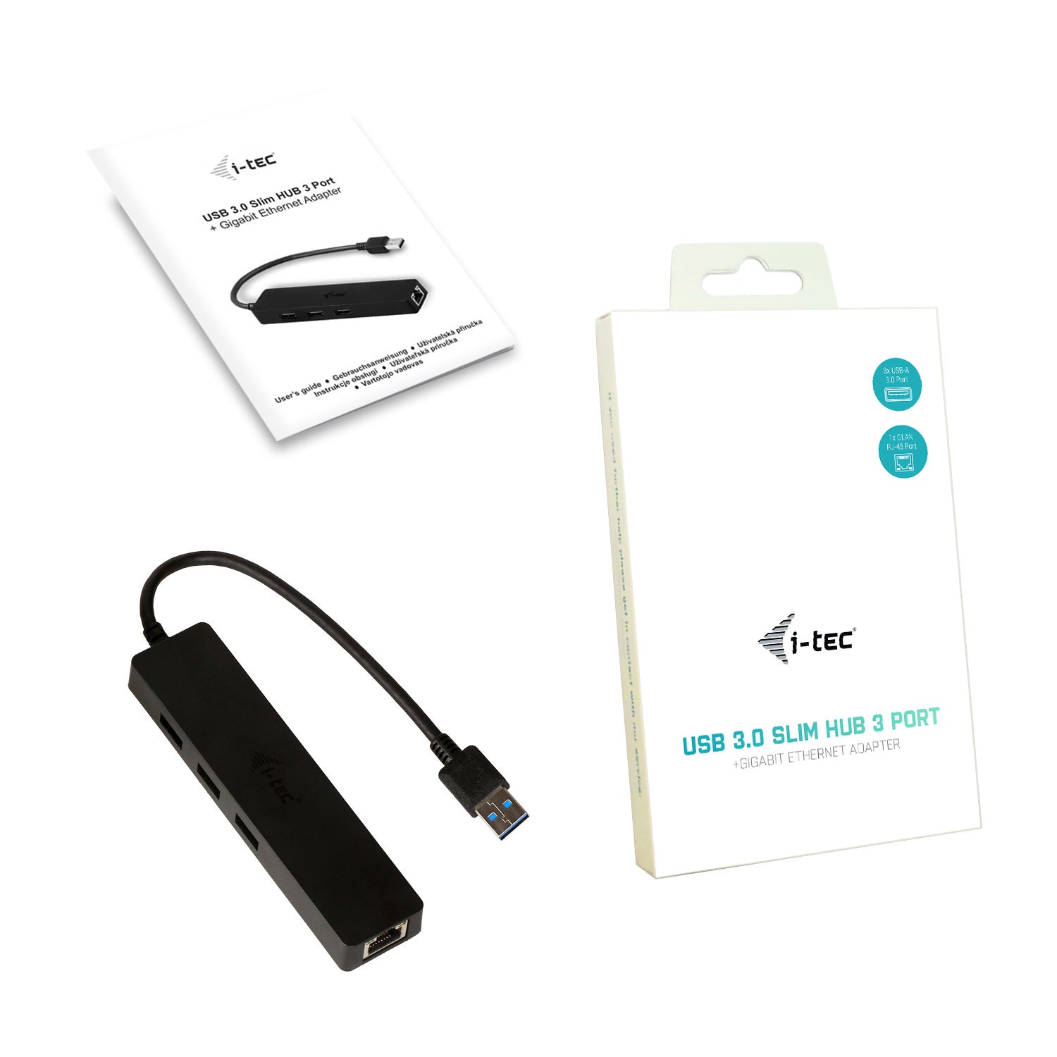 I-TEC USB 3.0 Slim HUB 3 Port with Gigabit Ethernet Adapter ideal for Notebook Ultrabook Tablet PC support Win und Mac OS