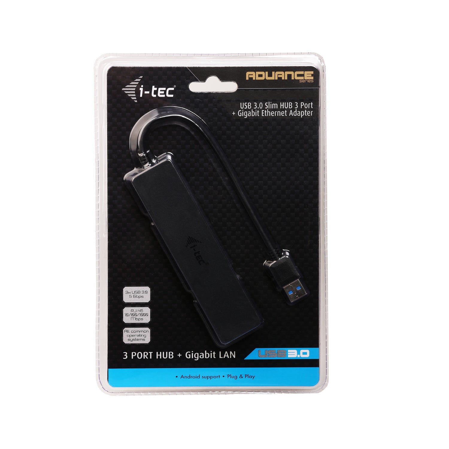 I-TEC USB 3.0 Slim HUB 3 Port with Gigabit Ethernet Adapter ideal for Notebook Ultrabook Tablet PC support Win und Mac OS
