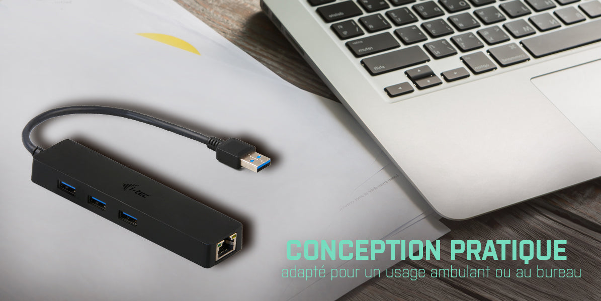 I-TEC USB 3.0 Slim HUB 3 Port with Gigabit Ethernet Adapter ideal for Notebook Ultrabook Tablet PC support Win und Mac OS