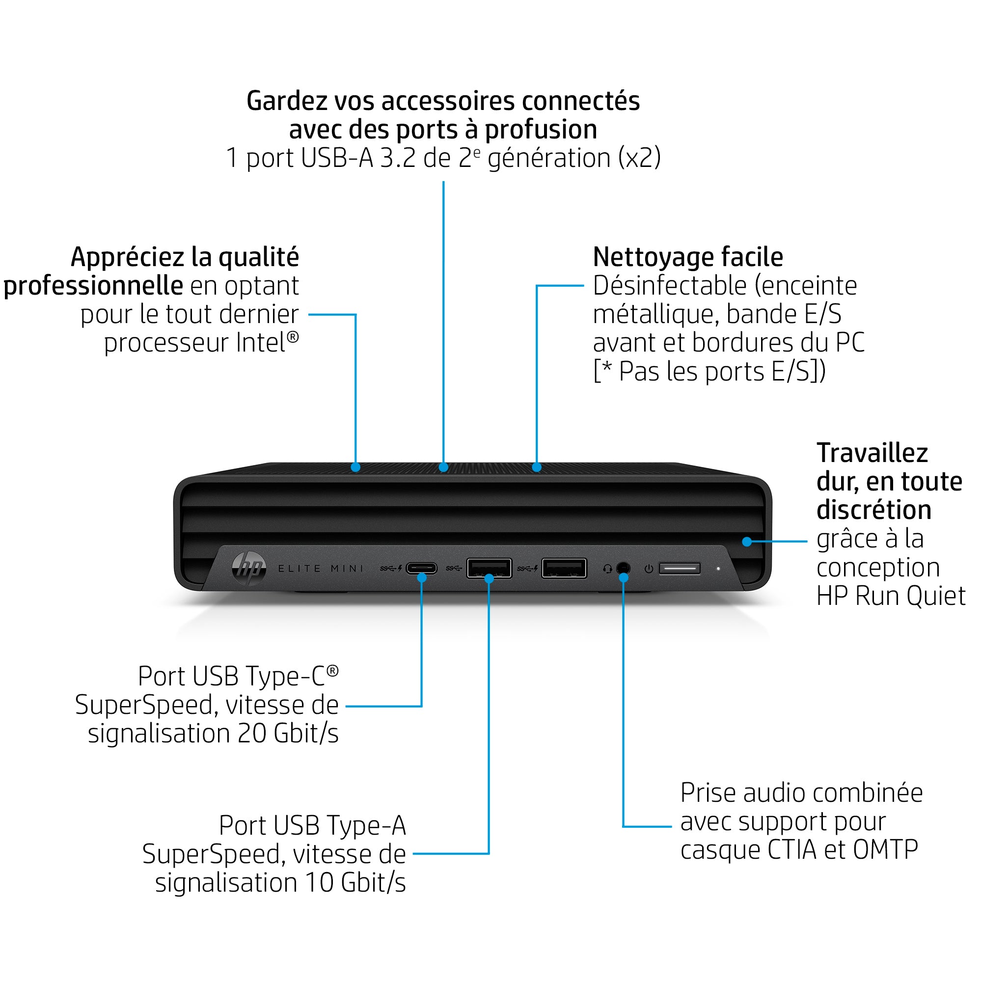 HP Elite Mini 800 G9 Intel® Core™ i7 i7-13700 16 Go DDR5-SDRAM 512 Go SSD Windows 11 Pro Mini PC Noir
