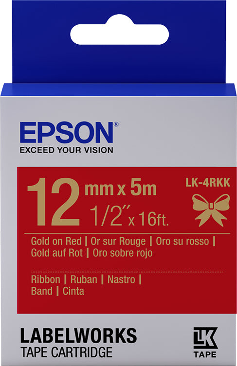 EPSON LK-4RKK Ruban satin Or/Rouge 12/5