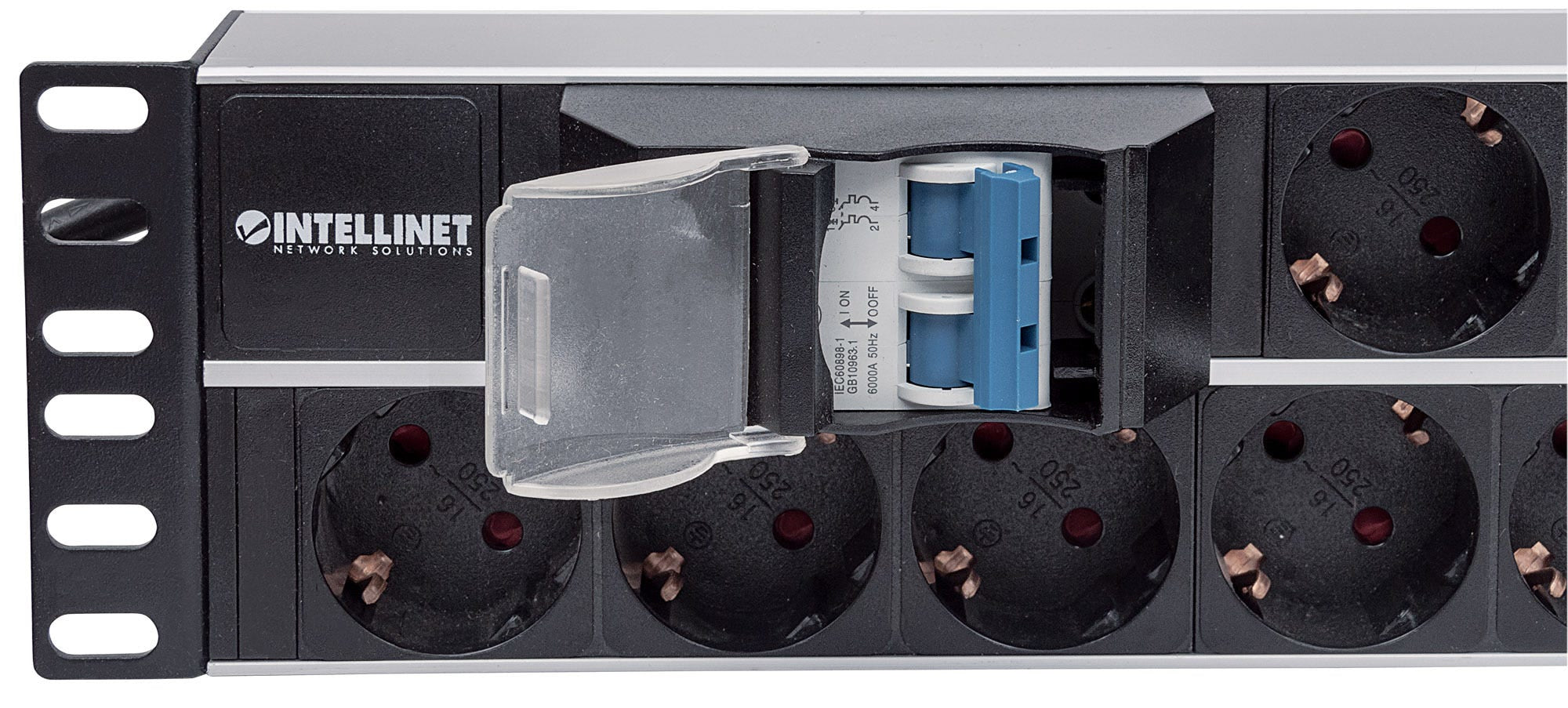 Intellinet 714051 unité de distribution d'énergie 15 sortie(s) CA 2U Aluminium, Noir