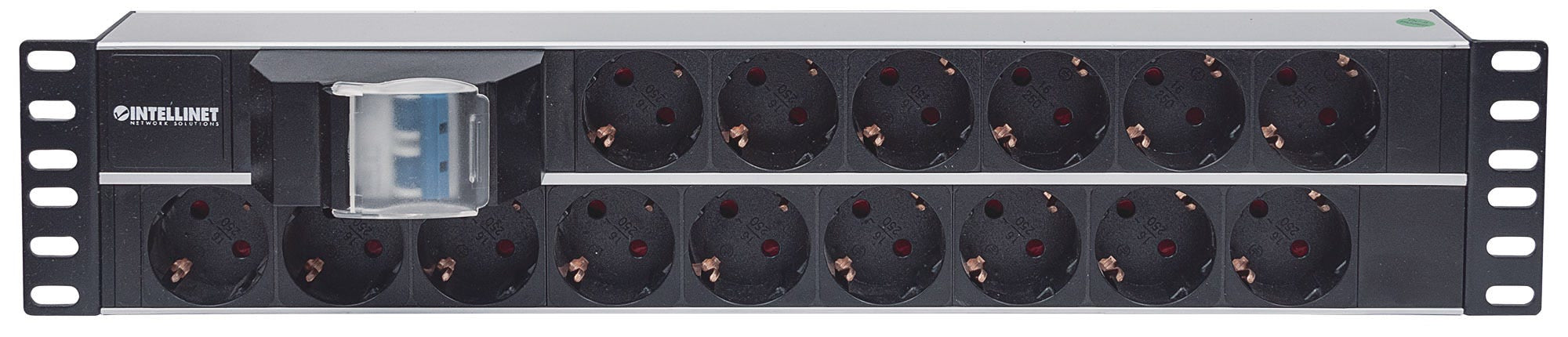 Intellinet 714051 unité de distribution d'énergie 15 sortie(s) CA 2U Aluminium, Noir