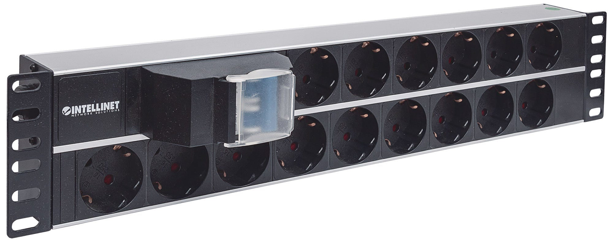 Intellinet 714051 unité de distribution d'énergie 15 sortie(s) CA 2U Aluminium, Noir