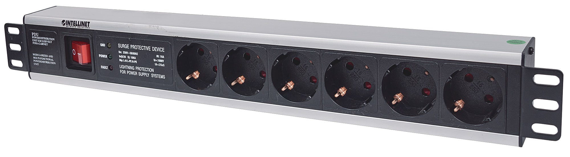 Intellinet 713962 unité de distribution d'énergie 6 sortie(s) CA 1.5U Noir