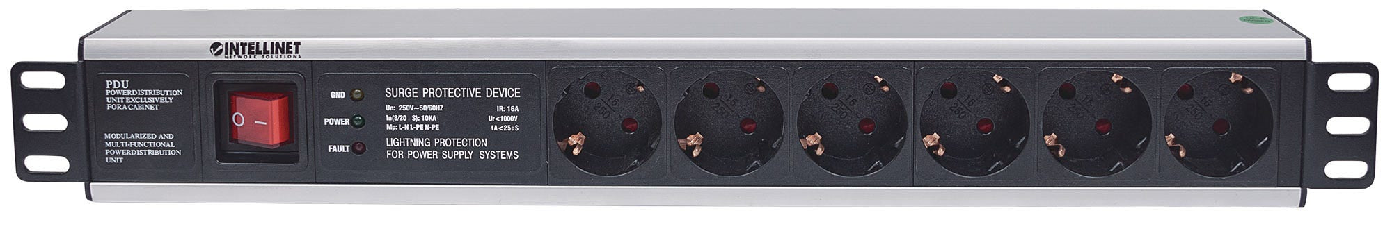 Intellinet 713962 unité de distribution d'énergie 6 sortie(s) CA 1.5U Noir