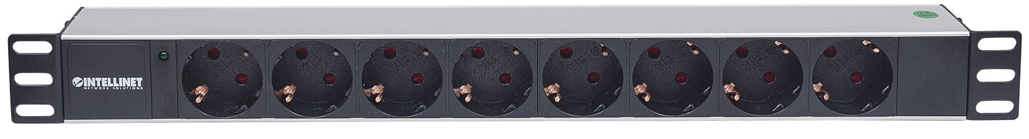 Intellinet 714037 unité de distribution d'énergie 8 sortie(s) CA 1U Aluminium, Noir