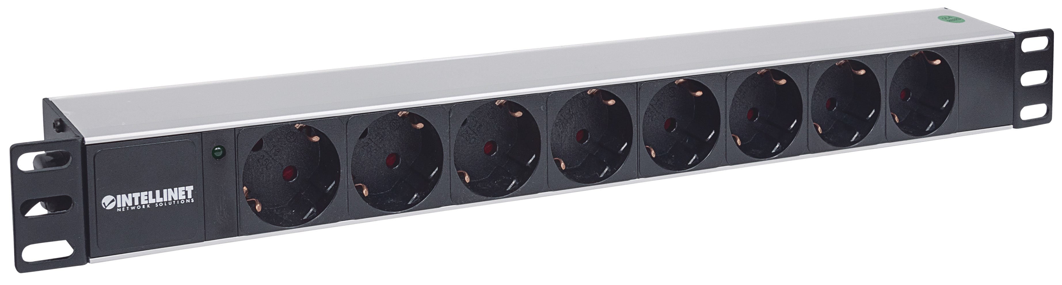 Intellinet 714037 unité de distribution d'énergie 8 sortie(s) CA 1U Aluminium, Noir