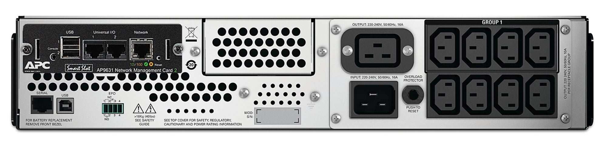 APC Smart-UPS 3000VA LCD RM UPS Rack AC 230V 2700Watt 3000VA Ethernet RS-232 USB oc 9 2U BK with APC UPS Network Management Card