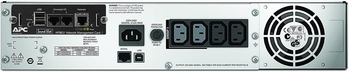 APC Smart-UPS 1500VA LCD RM UPS Rack AC 230V 1000Watt 1500VA Ethernet RS-232 USB oc 4 2U BK with APC UPS Network Management Card