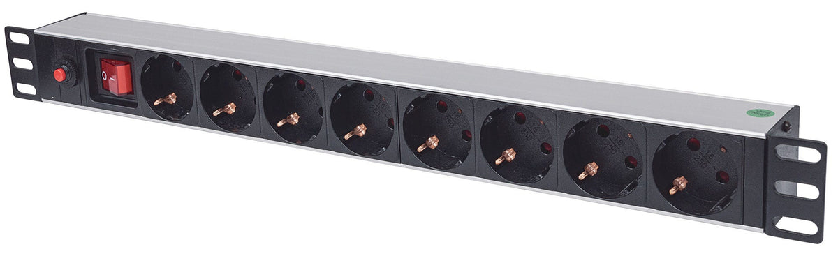 Intellinet 713986 unité de distribution d'énergie 8 sortie(s) CA 1U Aluminium, Noir